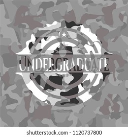 Undergraduate written on a grey camouflage texture