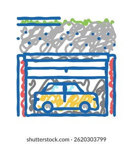 underground car parking doodle icon sketch vector. underground car parking sign. isolated symbol illustration
