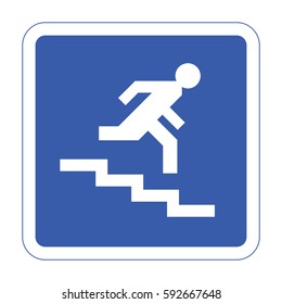 Underground crossing pass pedestrian Blue sign white man Symbol Vector Illustration isolated on white background.