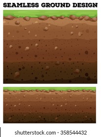 Underground design with lawn on dirt illustration