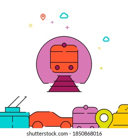 Underground filled line vector icon, simple illustration, city public transportation related bottom border.