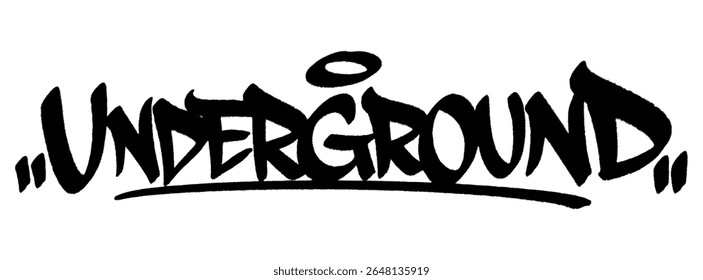 Underground graffiti tag in bold black spray paint with drips. Transparent background. Raw and gritty urban style with deep masculine sigma identity.