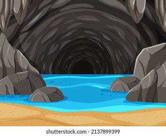 Underground hole cave scene illustration