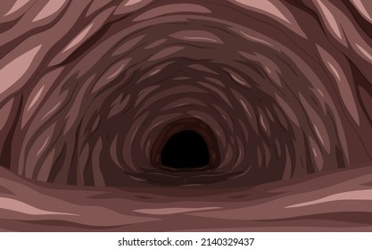 Underground hole cave scene illustration