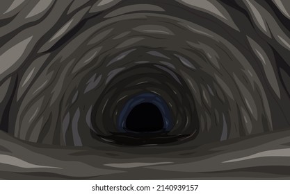 Underground Hole Cave Scene Illustration