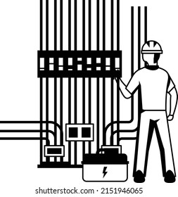 underground Home Electrical Wiring and Cabling Concept vector icon design, Electrician Profession symbol, Power Supply and wiring Sign, handyman and Repairman tools stock illustration