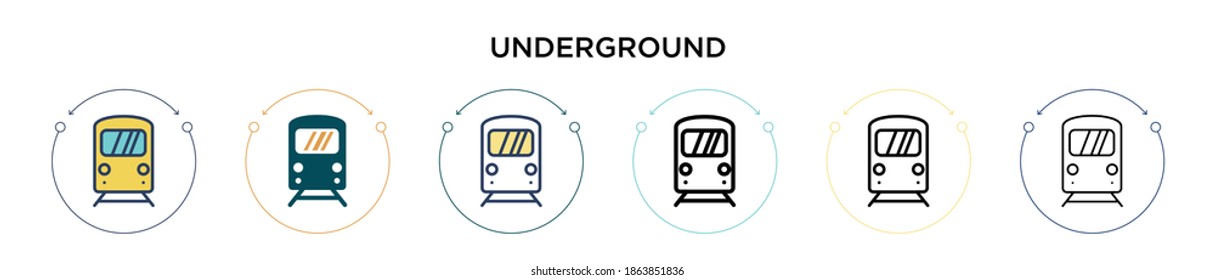 Underground icon in filled, thin line, outline and stroke style. Vector illustration of two colored and black underground vector icons designs can be used for mobile, ui, web