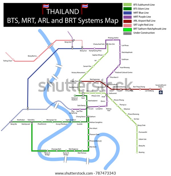 Underground Map Mrt Bts Bangkok Thailand Stock Vector (Royalty Free ...