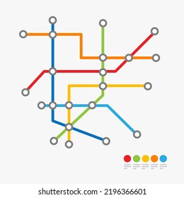 Mapa subterráneo de metro o sistema de transporte subterráneo aislado de fondo blanco. Ilustración vectorial de los modos de tránsito