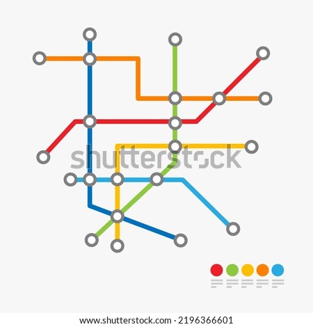 Underground Metro Map or Subway Transportation Scheme Isolated on a White Background. Vector illustration of Transit Ways