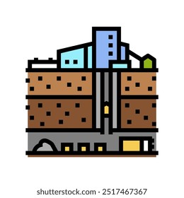 Untergrund-Mining-Farbsymbol-Vektor. unterirdisches Bergbauschild. einzelne Symbolgrafik