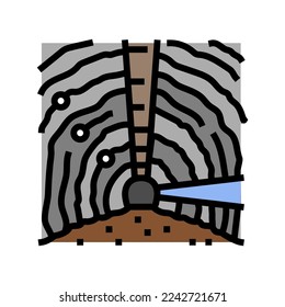 Untertagebau für die Kupfer-Produktion, Farbsymbol Vektorgrafik. Untertagebau zur Herstellung von Kupfer. einzelne Symbolillustration