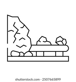 underground mining copper production line icon vector. underground mining copper production sign. isolated contour symbol black illustration