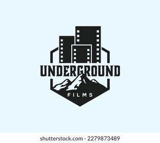 Underground mountain and city or town for studio, movie, film or other entertainment business related