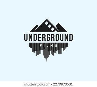 Underground mountain and city or town for studio, movie, film or other entertainment business related