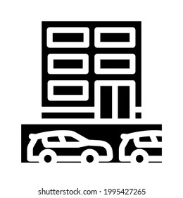 Tiefgaragenglyph-Vektorgrafik. Tiefgarage-Schild. isoliertes Kontursymbol
