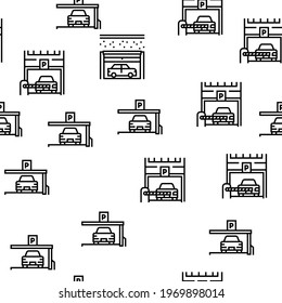 Underground Parking Vector Seamless Pattern Thin Line Illustration