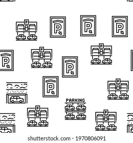Underground Parking Vector Seamless Pattern Thin Line Illustration