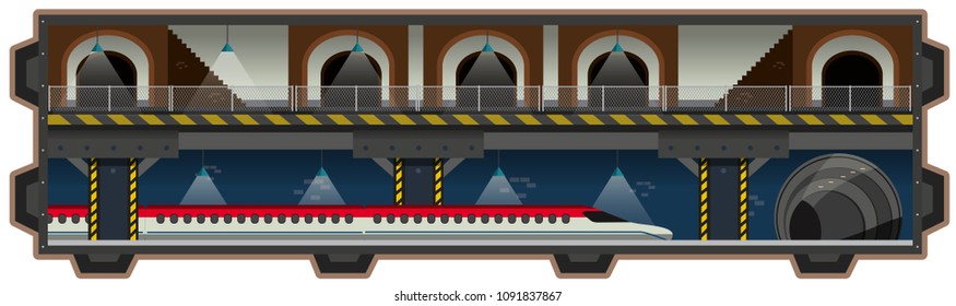 An Underground Rail on White Background illustration