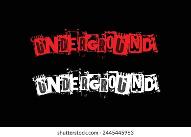 UNDERGROUND RED and WHITE typography punk style design