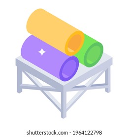 Underground Sewer Material On Logistic Pallet, Isometric Icon Of Concrete Pipes 