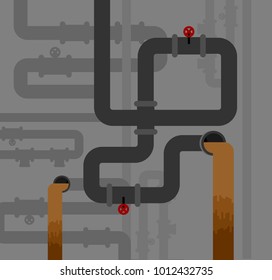 Underground sewerage System pipe. Water supply and Sanitation Sewage. Vector illustration