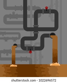 Underground sewerage System pipe. Water supply and Sanitation Sewage. Vector illustration