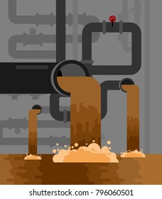 Underground sewerage System pipe. Water supply and Sanitation Sewage. Vector illustration