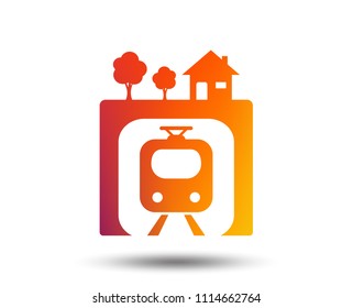 Underground sign icon. Metro train symbol. Blurred gradient design element. Vivid graphic flat icon. Vector