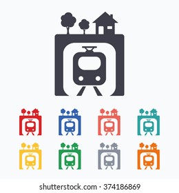 Underground sign icon. Metro train symbol. Colored flat icons on white background.