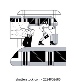 Underground transport abstract concept vector illustration. Underground freight, urban public transport systems, subway train station, passengers waiting speed train, platform abstract metaphor.