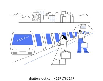 Underground transport abstract concept vector illustration. Underground freight, urban public transport systems, subway train station, passengers waiting speed train, platform abstract metaphor.