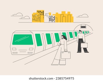 Underground transport abstract concept vector illustration. Underground freight, urban public transport systems, subway train station, passengers waiting speed train, platform abstract metaphor.