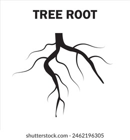 underground tree root cartoon. network structure, foundation soil, water oxygen underground tree root sign. isolated on white background. Vector illustration. EPS 10