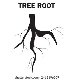 underground tree root cartoon. network structure, foundation soil, water oxygen underground tree root sign. isolated on white background. Vector illustration. EPS 10