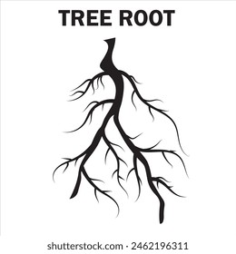 underground tree root cartoon. network structure, foundation soil, water oxygen underground tree root sign. isolated on white background. Vector illustration. EPS 10