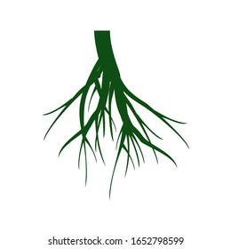 Underground tree roots. Tree root icon with a white background. Vector illustration.