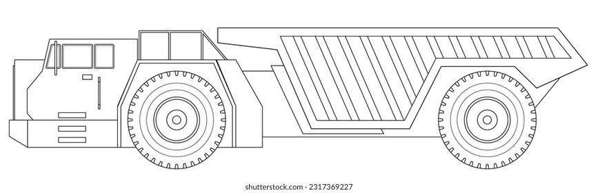 Underground truck for small to medium-scale underground operations. Equipment for high-mining industry. Mining clay in quarry.