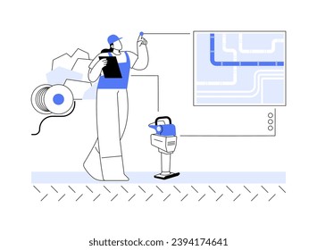 Underground utility mapping abstract concept vector illustration. Contractor creates a digital representation of what is buried underground, construction site, excavation works abstract metaphor.