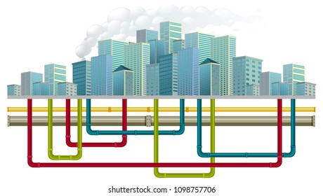 Underground Water Pipe System Illustration