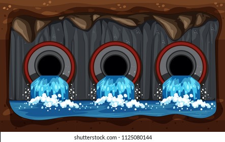 Underground Water Sewer Pipe System illustration