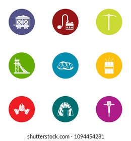 Underground work icons set. Flat set of 9 underground work vector icons for web isolated on white background
