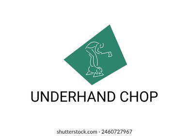 underhand chop vector line icon. lumberjack sport. athlete chopping logs pictogram illustration.
