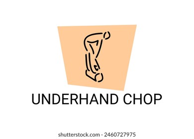 underhand chop vector line icon. lumberjack sport. athlete chopping logs pictogram illustration.
