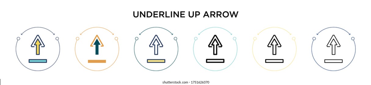 Underline up arrow icon in filled, thin line, outline and stroke style. Vector illustration of two colored and black underline up arrow vector icons designs can be used for mobile, ui, web