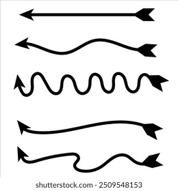 Underline arrows brushes, hand drawn ink strokes. Vector