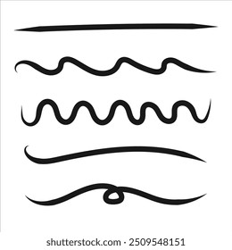 Underline brushes, hand drawn ink strokes. Vector