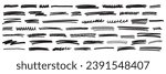 Underline brushstroke set, vector doodle line scribble, black pencil hand drawn divider collection. Sketch marker border, crayon stripe kit, grunge creative text decoration. Underline brushstroke