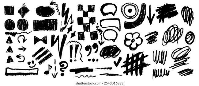 Underline brushstroke set, vector doodle line scribble, black pencil hand drawn divider collection. Sketch marker border, crayon stripe kit, grunge creative text decoration. Underline brushstroke