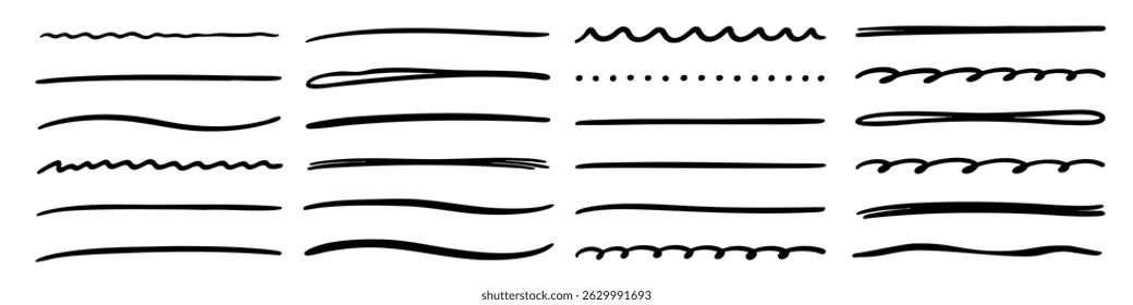 Underline doodle. doodle line set 